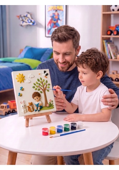 15x15 Çiçekli Ağaç Altında Çocuk Taş Boyama Seti Çocuk Ve Yetişkin Hobi Kiti