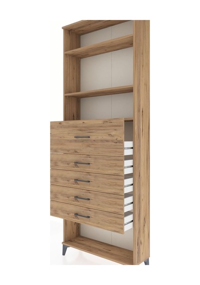 Arges Dolap 3 Raflı 5 Çekmeceli 88x30x243 Çam-çam Atlas Çam