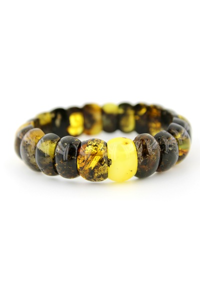 Kehribar Bileklik Fosilli Roleks Özel Tasarım Ambergold Blk23-60 Çok Renkli