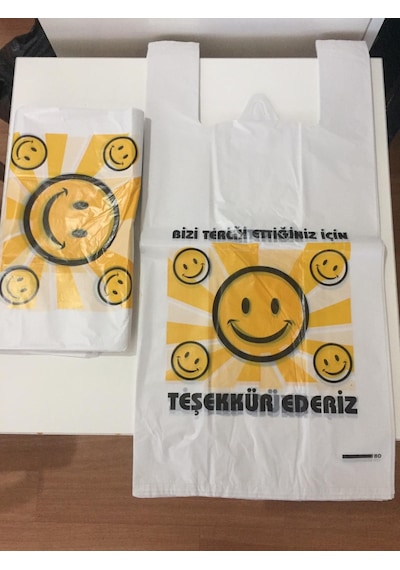 Gülen Yüz Baskılı Hışır Poşet Büyük Boy 5 Kğ