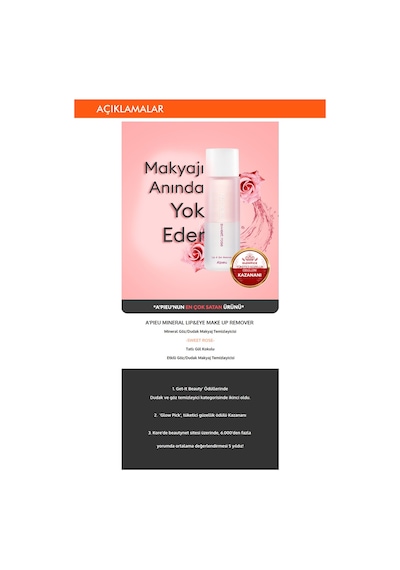 Missha Mineral Lip&Eye Remover Çift Fazlı Hassas Göz&Dudak Makyaj Temizleyici 100 ML - Sweet Rose