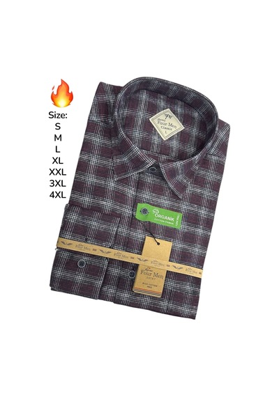 Eren Style Flanel Kışlık Pamuklu Kapaklı Cepli Düğmeli Yaka Gömlek Regular Kalıp Bordo