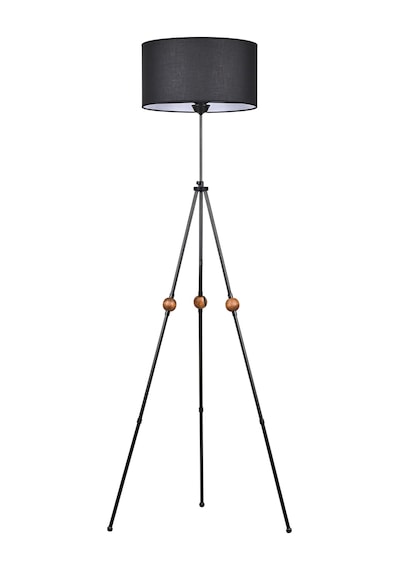 Ahşaplı Tripod Lambader Siyah