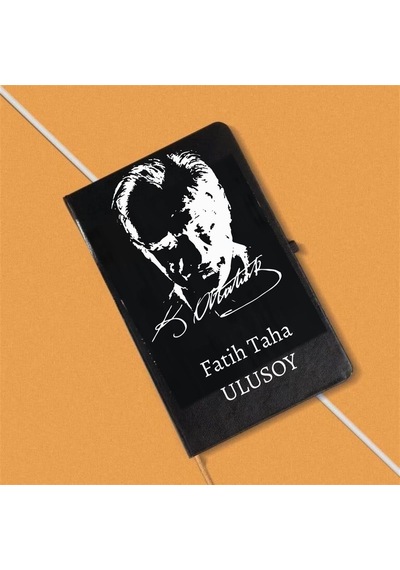 Kişiye Özel Atatürk Süliet Tasarımlı Defter Siyah