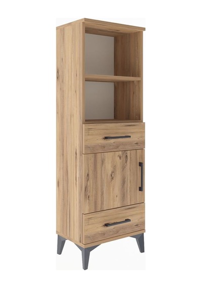 Arges Dolap 3 Raflı 2 Çekmeceli Tek Kapaklı 44x30x134 Çam-çam Atlas Çam