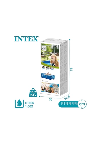 Intex Dikdörtgen Yer Üstü Havuzu 2.2m x 1.5m x 0.6 m Çok Renkli