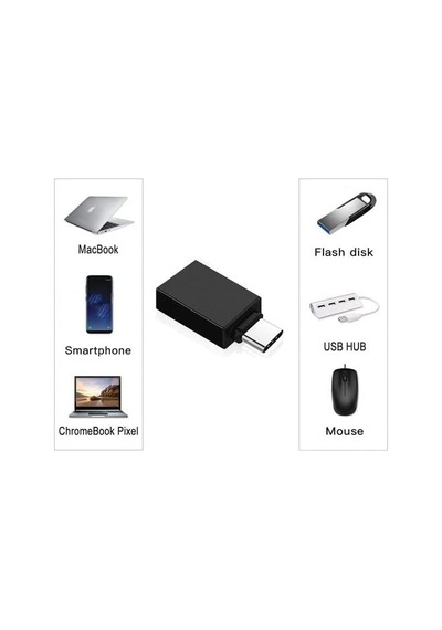 Usb 3.0 To Type-c Otg Adaptör Dönüştürücü - 3 Farklı Model Siyah