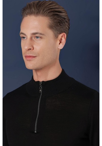 Efor Tr 861 Slim Fit Siyah Klasik Triko Siyah