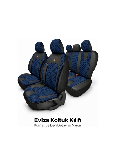 Renault Kangoo 1997-2008 Uyumlu Monaco Serisi Eviza 2+1 Ticari Lacivert Siyah Koltuk Kılıfı