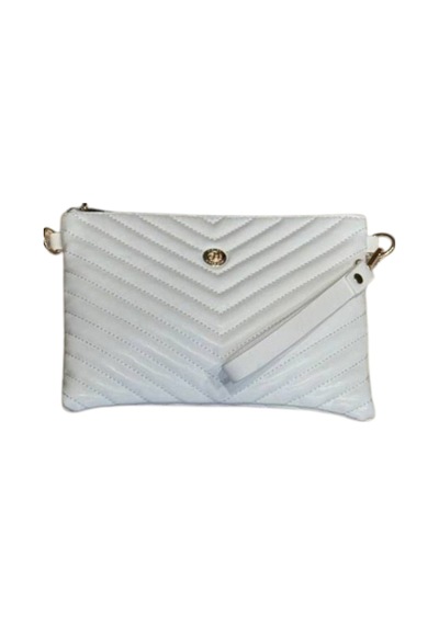 Wikidays.s Moda Trendi V Nakışlı Kapitone Desenli Kadın Portföy El Ve Omuz Çantası Clutch Küçük Boy Beyaz