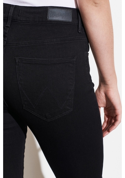 Wrangler High Rise Skinny Fit Denim Esnek Yüksek Bel Jean Kot Pantolon W27HLX023 Siyah