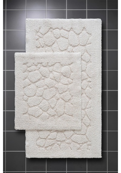 Lilly 2'li Pamuk Banyo Paspas Seti Yumuşak Dokulu Krem Yıkanabilir 60x100 + 60x50cm, Ll002w