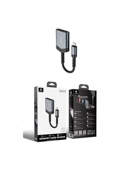Lenyes Ax137 2in1 Type-c To Tf/sd Kart Çevirici Dönüştürücü Siyah