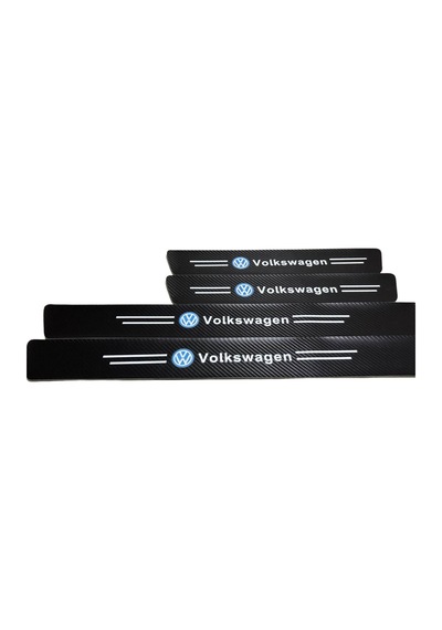 Volkswagen Logolu Karbon Kapı Eşiği Koruyucu Bant Folyo 4'lü Set