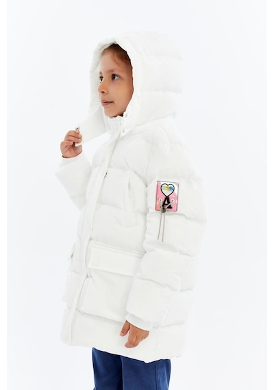 Benitto Kids Kız Çocuk Kalın Kışlık Kapüşonlu Kaban 51349 Beyaz