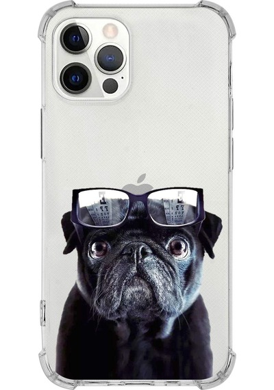Apple Uyumlu iPhone 12 Pro Köpek 3 Baskılı Şeffaf Köşe Korumalı Antişok Kılıf