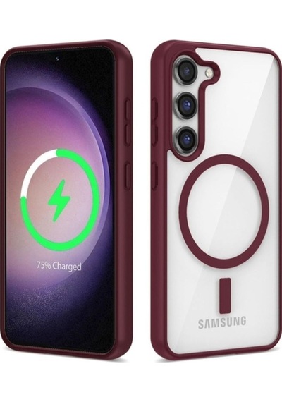 Galaxy S22 Plus Kılıf M-safe Wireless Şarj Özellikli Silikon Zore Ege Kapak Koyu Kırmızı