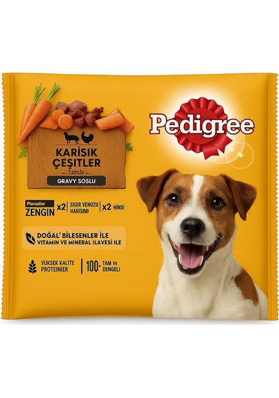Pedigree Etli Seçenekleri 4'lü Poşet Köpek Paket Yaş Mam 400 G