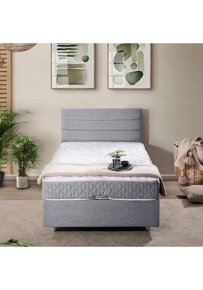 Sofia Tek Kişilik Baza Başlık Comfort Yatak Seti Açık Gri 90 x 200