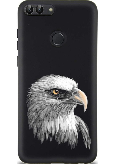 Huawei P Smart 2018 İle Uyumlu Kartal 0214c Tasarımlı Siyah Lansman Kılıf Çok Renkli