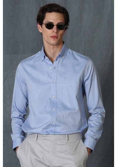 Lufian Daniel Erkek Smart Gömlek Slim Fit Mavi