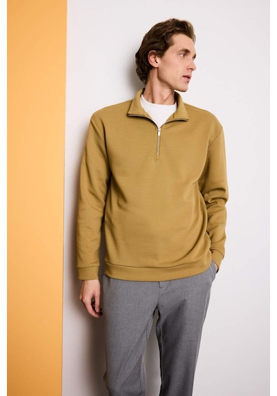 Defacto Regular Fit Dik Yaka Sweatshirt F9855ax26spkh502 Haki-kh502