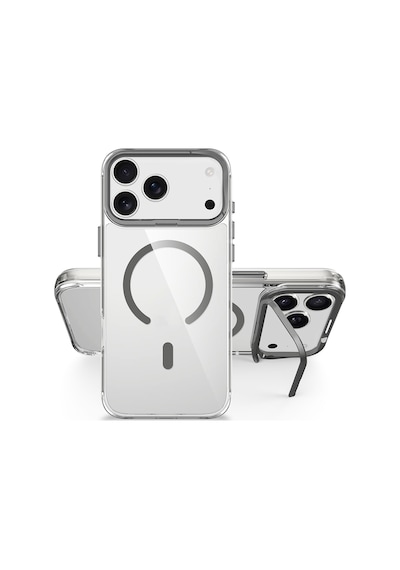 Apple Uyumlu iPhone 17 Pro Max Kılıf M-safe Şarj Özellikli Airbagli Kamera Standlı Zore Azor Kapak - Lacivert Lacivert