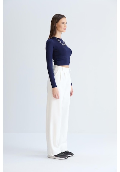Sortie Collection Rahat Kesim Klasik Model Kumaş Pantolon Ekru