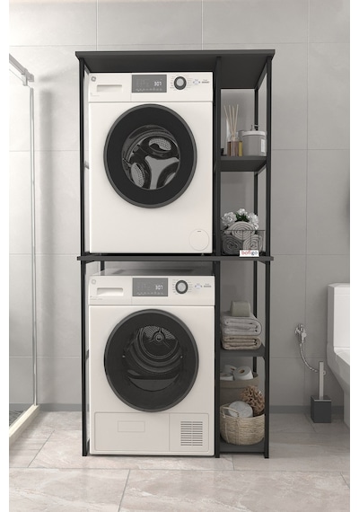 Bofigo Çamaşır Makinesi Dolabı Kurutma Makinesi Dolabı Metal Banyo Dolabı Mısra Antrasit