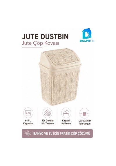 Jute Çöp Kovası 6,5 L Banyo Mutfak Ofis Balkon Araç Atık Kovası