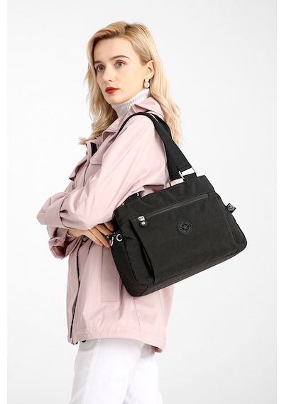 Smart Bags Orta Boy Çok Cepli Su Geçirmez Hafif Krınkıl Kumaş Kadın Omuz Çantası Lacivert 76925641
