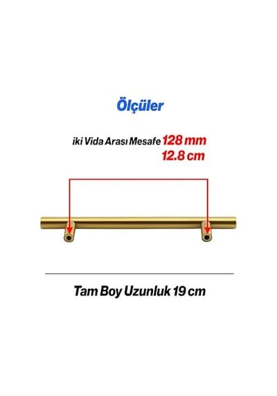 Alteta 10 Adet 128 Mm - 12.8 Cm Gold Altın Metal Mobilya Mutfak Çekmece Dolap Kulbu Kulpu Kulpları 155 x 230 MM (Büyük Boy)