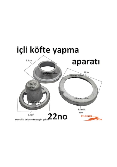İçli Köfte Aparatı 22no Büyük Duble Boy Kıyma Makinası Hatay İçli