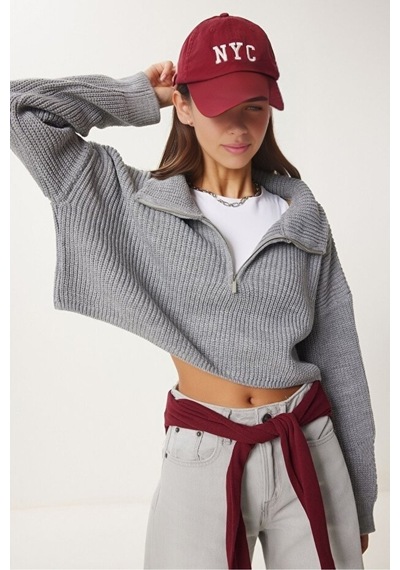 Cloudy Kids Kadın Oversize Fermuarlı Crop Triko Kazak Günlük Kullanım Mevsimlik Gri - 607293446 Gri Cloudy Kids Kadın Oversize Fermuarlı Crop Triko Kazak Günlük Kullanım Mevsimlik Gri - 607293446 Gri