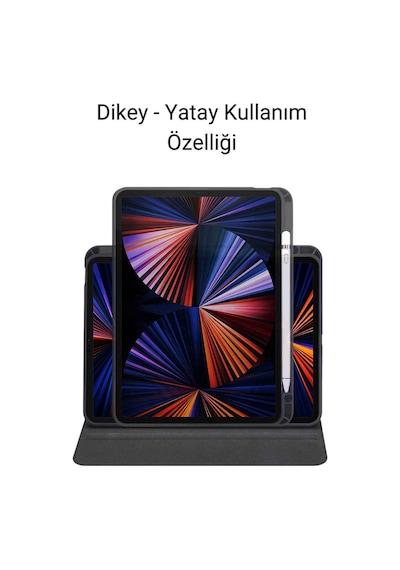 Apple Uyumlu iPad 11 İnç Pro M2 3/4 Nesil 360 Dönebilen Yatay Dikey Stand Özellikli Pino Tablet Kılıfı Kapaklı Kılıf