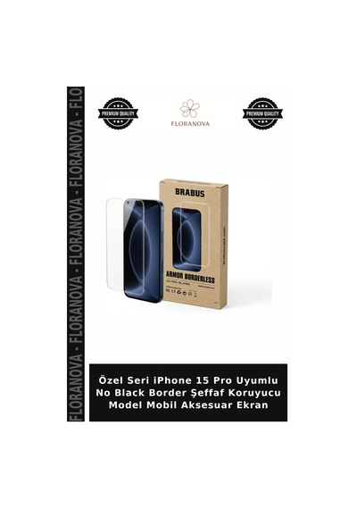 Özel Seri İphone 15 Pro Uyumlu No Black Border Şeffaf Koruyucu Model Mobil Aksesuar Ekran