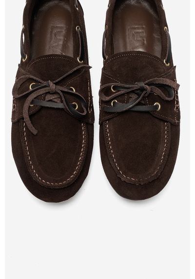 Luvi Shoes Osney Kahverengi Süet Hakiki Deri Bağcıklı Kadın Loafer Ayakkabı