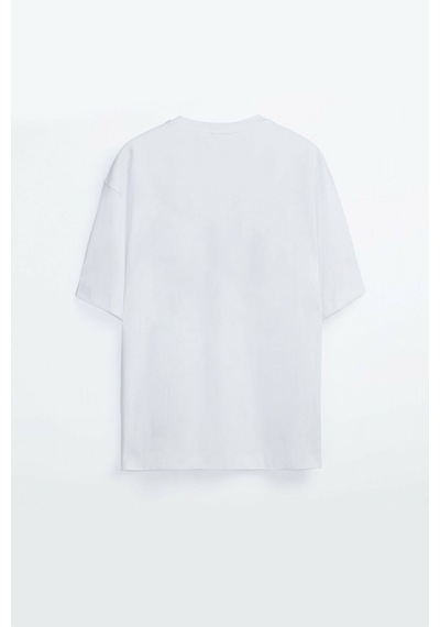 - Unisex Barcelona Baskılı Beyaz Oversize T-shirt Beyaz