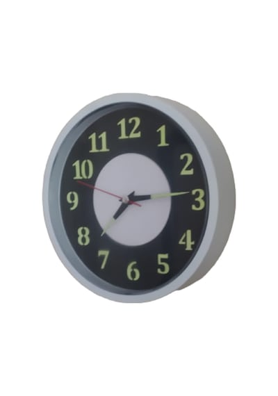 Fosforlu Gece Karanlıkta 5 Saat Parlayan Duvar Saati 22 Cm B4 Siyah - Beyaz