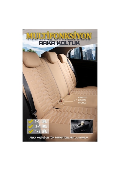 Mercedes E Serisi Lüks 5li Oto Koltuk Kılıfı Gezegen Bej