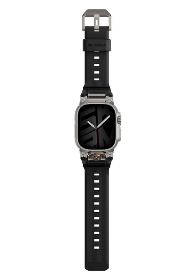 Apple Watch Uyumlu Ultra 49mm  Skinarma Talon Serisi Suya Dayanıklı Silikon Kordon Siyah