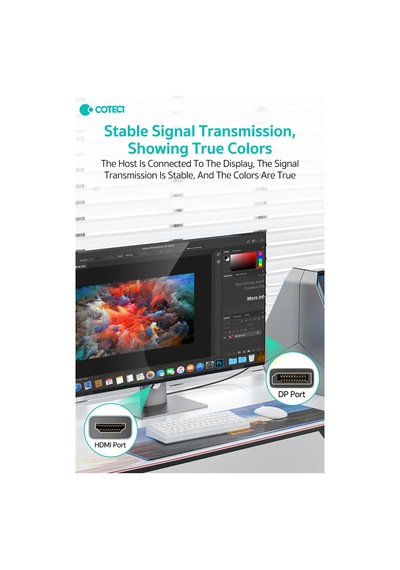 8k Displayport To Hdmı Kablo Dp 1.4 To Hdmı 2.1 4k 144hz 120hz Oyuncu Monitör Tv Kablosu 3 Metre