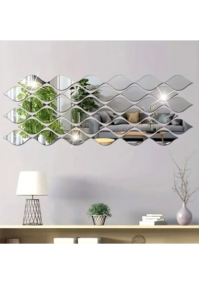 Dekoratif Su Yolu Aynalı Gümüş Pleksi Dekorasyon Ürünü 12x7 Cm