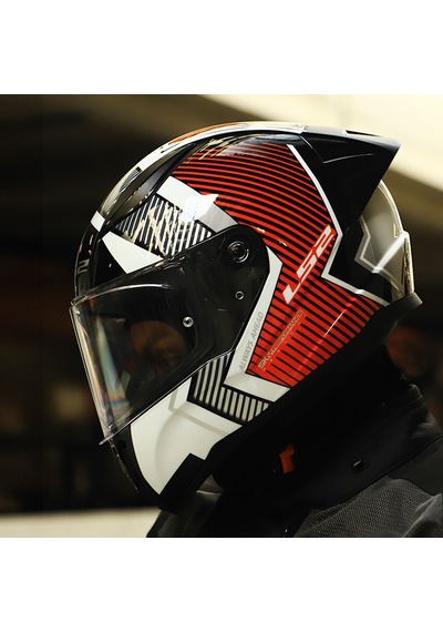 Şeffaf Cam + Ls2 Rapid 2 Race Extra Kask Beyaz - Kırmızı