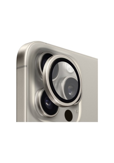 Buff Apple Uyumlu iPhone 15 Pro Max / 15 Pro Titanyum Kamera Lens Koruyucu Gri