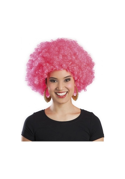 Pembe Renk Kıvırcık Afro Bonus Peruk 5047 Çok  Renkli