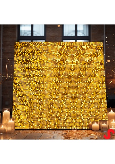 Işıltılı Pul Payetli Arka Fon Paneli, 30cm X 30cm - Altın 1+