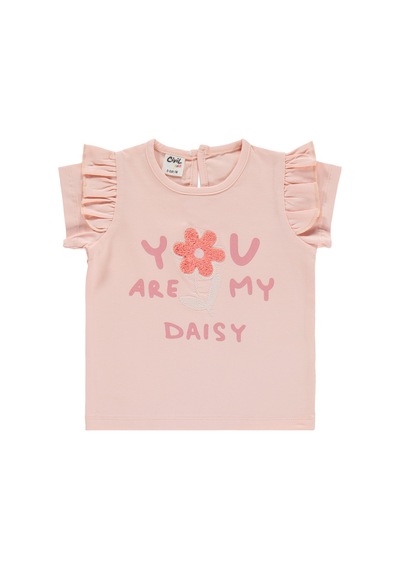 Civil Baby Yazı-çiçek Baskı Nakış 6-18 Ay Takım - Pudra Somon