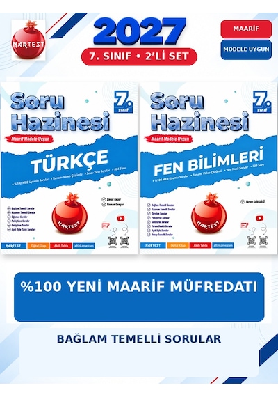 Soru Hazinesi 2027 7.sınıf Türkçe-fen %100 Maarif Model Bağlam Temelli Soru Hazinesi Seti