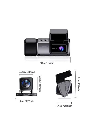 3 Kanallı 2k Araç İçi Kamera Wi-fi Adas Gece Görüşlü Araç İçi Kamera Geniş Açılı Video Kaydedici